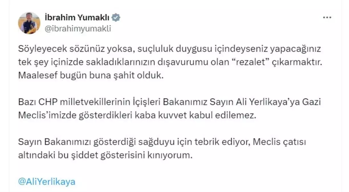 Bakan Yumaklı’dan CHP Milletvekillerine Tepki